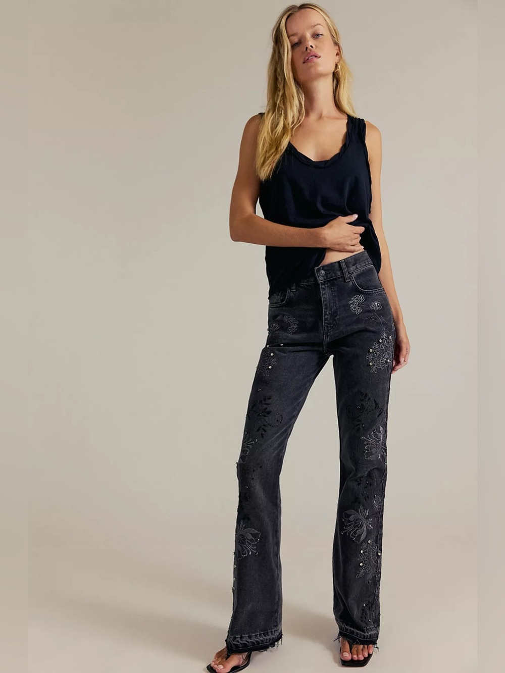FREE PEOPLE IRIE EMBELLISHED JEANS